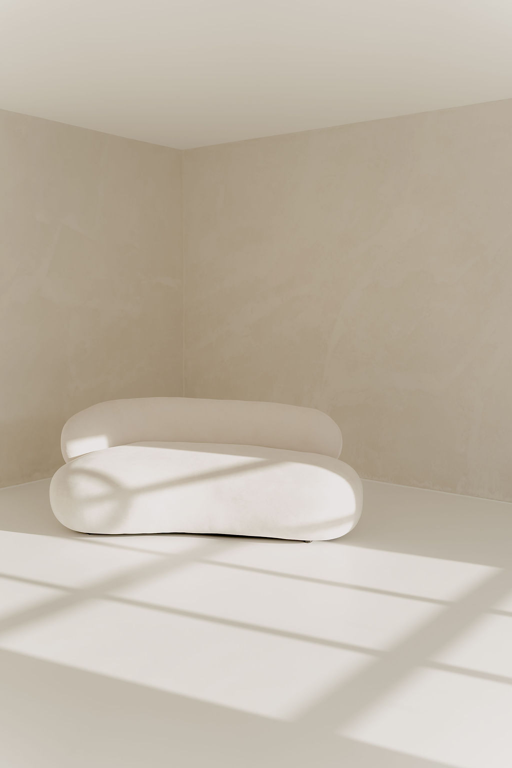 Landloft Studio - Organic cream sofa in corner with window shadows